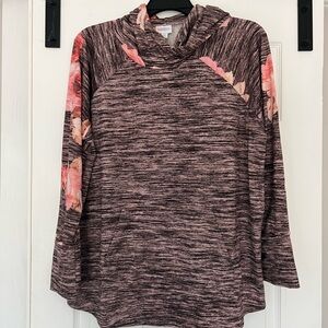 LuLaRoe Amber Pink Floral Hooded Sweatshirt with Front Pocket